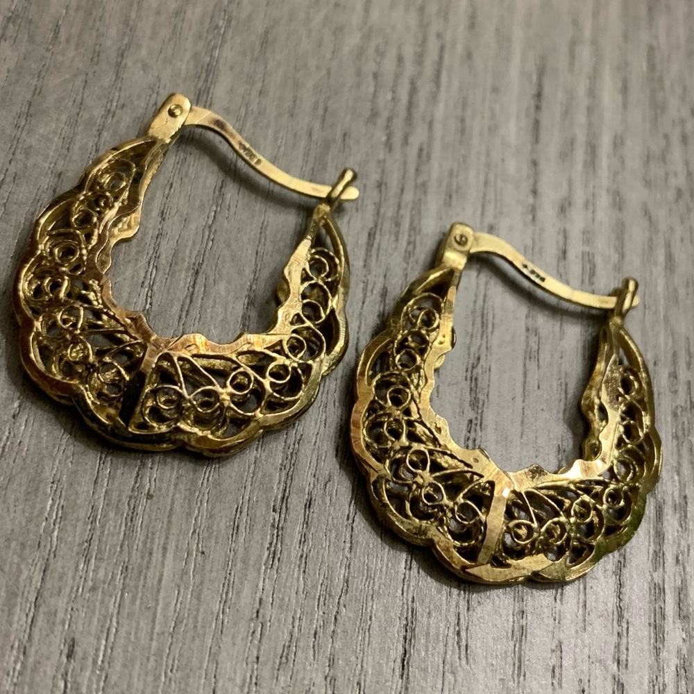Vintage 925 Sterling Silver with Gold OverlayEarrings - Picture 7 of 9
